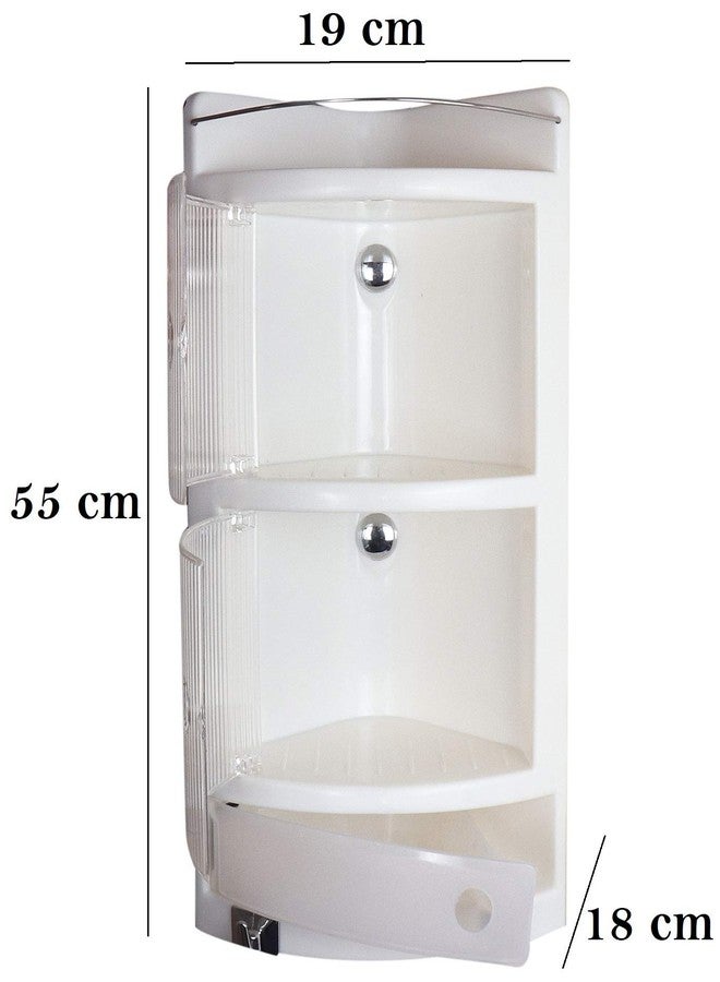 BRANCO Crystal Corner Cabinet for Bathroom | Plastic Corner Cabinet | (Made in India) | Corner Shelves Wall Mounted | Bathroom | BRC-716 (55x29x18cm) - Image 4